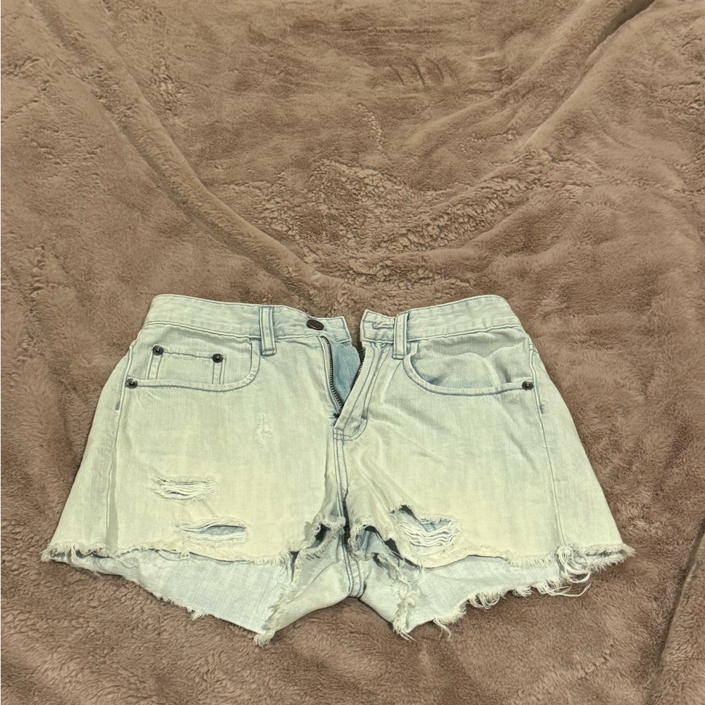 BP Women’s Light Blue Distressed Denim Shorts